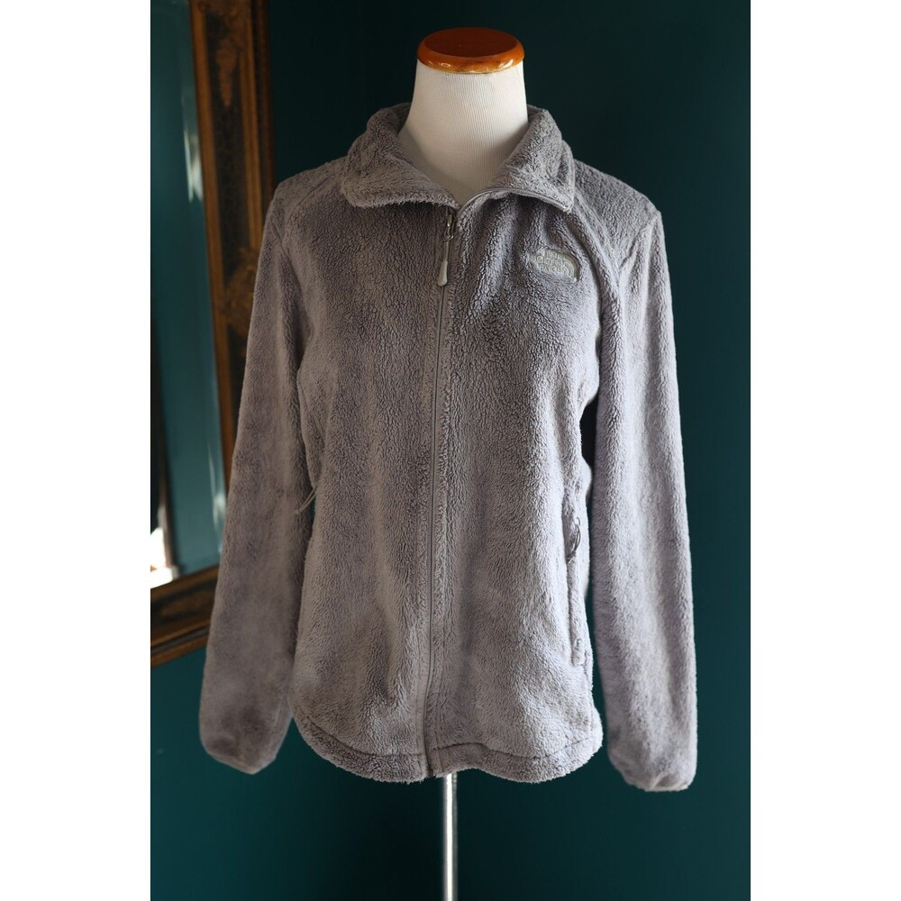 The North Face Jacket Adult M Gray Outdoors Fuzzy Fleece Quilted Osito Womens